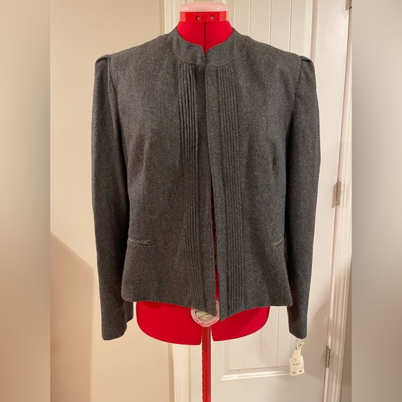 NWT 1980s D&L Gray Wool Blazer Jacket Structured Pleated Front Power Suit Style - Picture 6 of 14